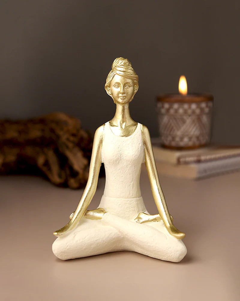 Polypropylene Yoga Women Statue for Tabletop Decor and Housewarming