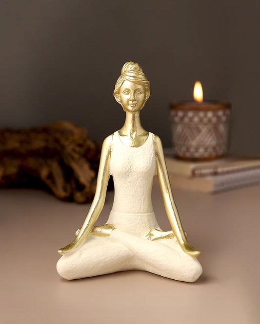 Polypropylene Yoga Women Statue for Tabletop Decor and Housewarming