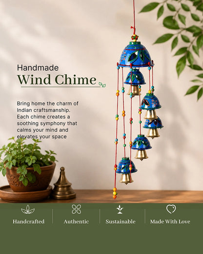 Ethnic Rajasthani Wind Chime with Hand Painted Bells for Home Décor