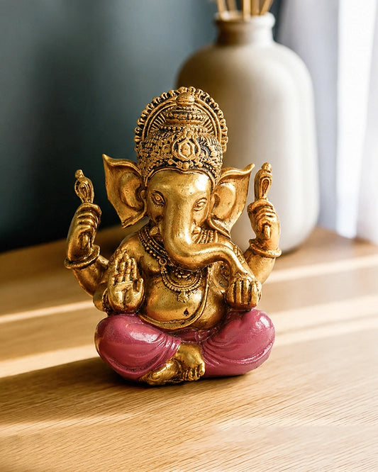 Antique Finish Polyresin Ganesh Idol for Puja and Home Décor