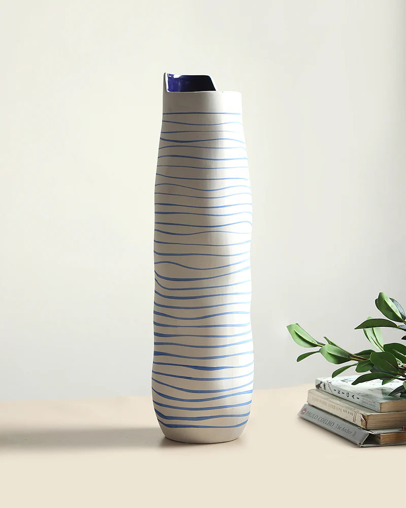 Ceramic Vase with Organic Shape for Shelf Decor
