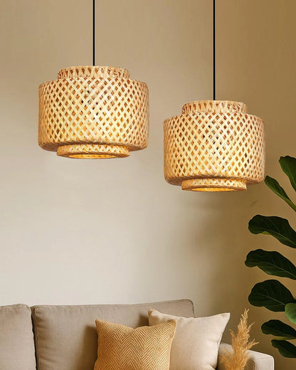 Elegant Cane Hanging Lamp for Living Space and Dining Area