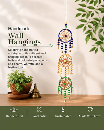 Handcrafted Dream Catcher Wall Hanging with Bells for Door and Festive Décor