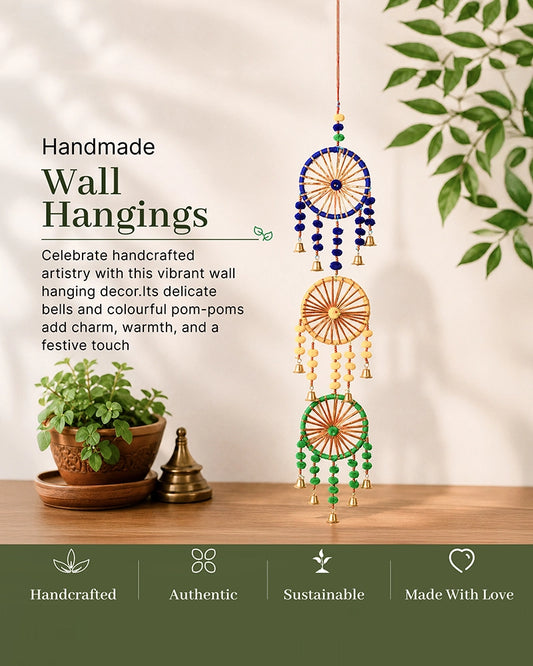 Handcrafted Dream Catcher Wall Hanging with Bells for Door and Festive Décor