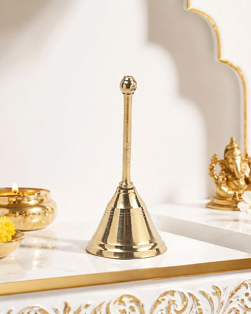 Brass Pooja Bell (Ghanti) for Mandir & Daily Worship Rituals