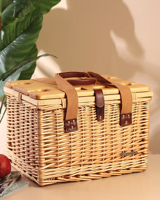 Vintage-Inspired Wicker Picnic Basket for Picnic, Travel & Outdoor Fun