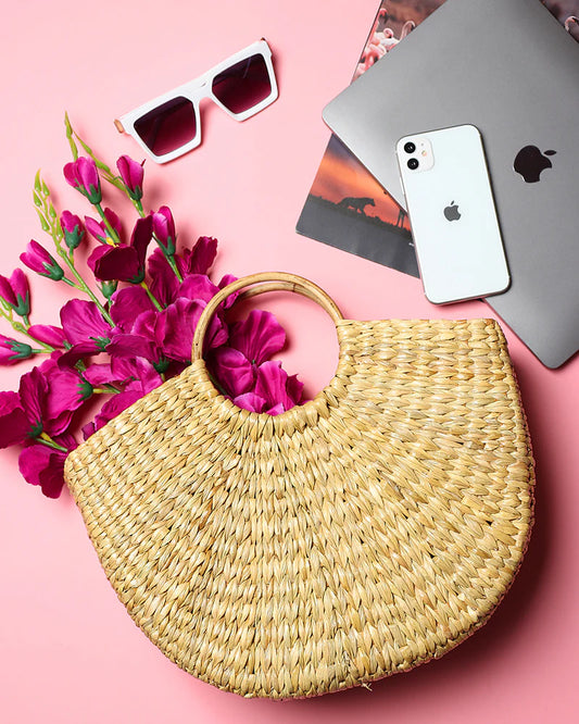 Half Moon Seagrass Beach Tote Bag