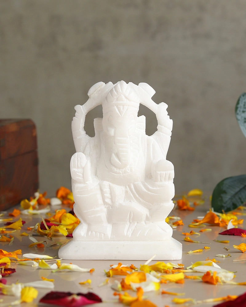 Lord Ganesha Marble Murti for Wisdom, Prosperity, and Daily Worship