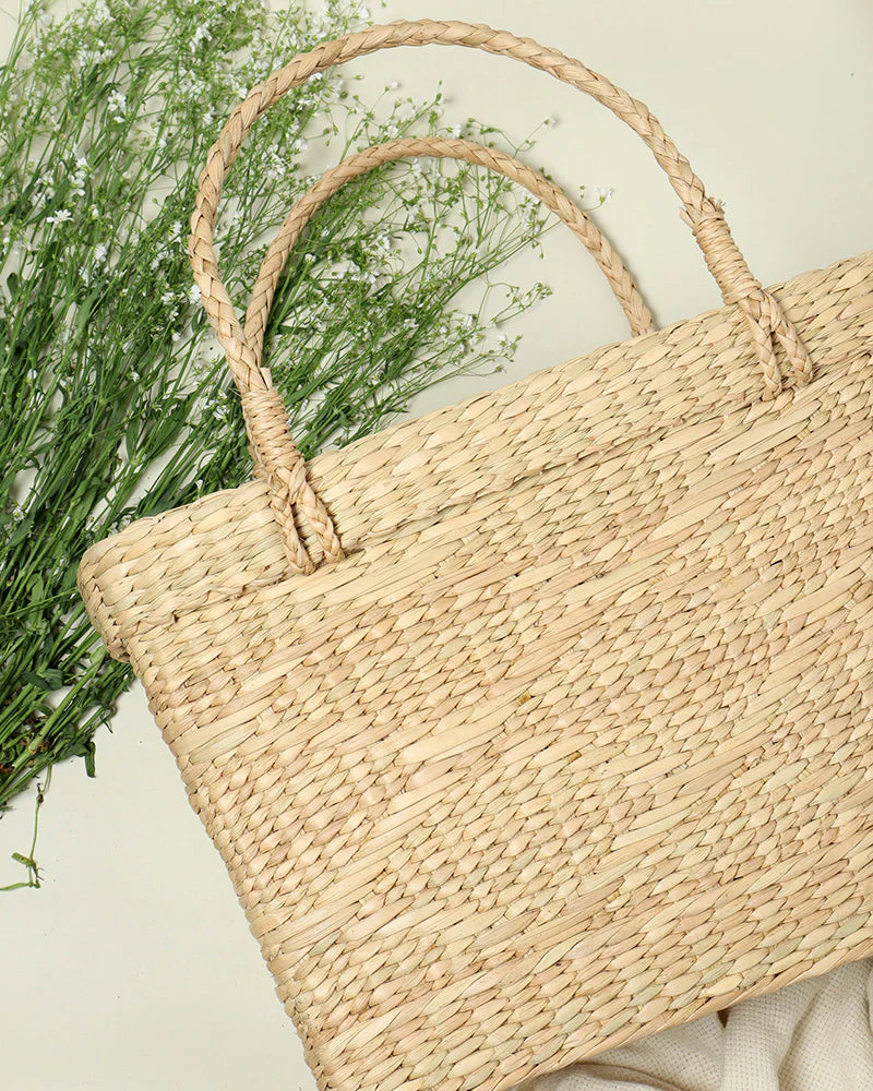 Handmade Seagrass Basket for Shopping, Picnic & Everyday Use