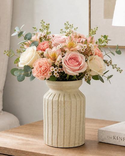 Premium Terracotta Flower Vase with Textured Finish for Home Decoration