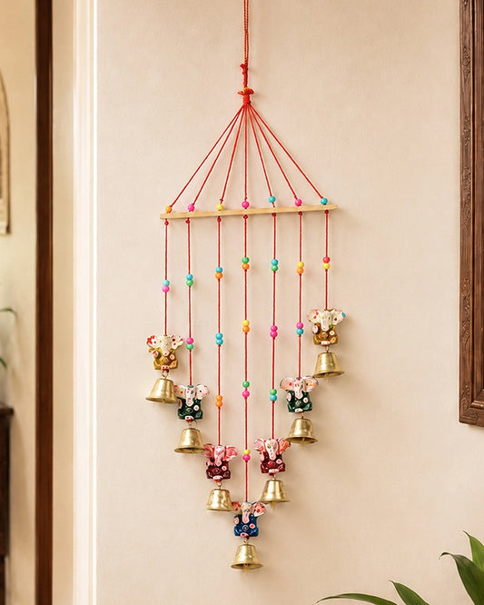Handmade Ganesha Wind Chime with Bell for Home Decor