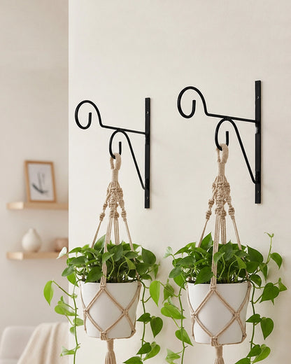 Wall Mounted Metal Brackets For Hanging Plants, Set of 2