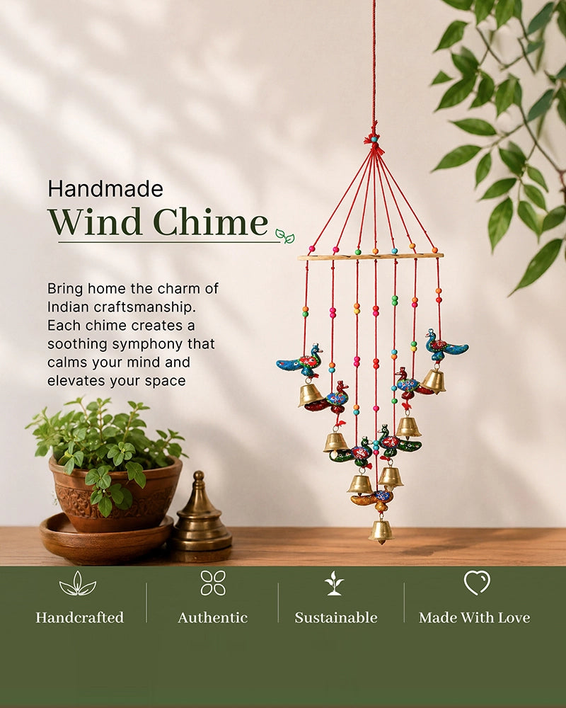 Handcrafted Peacock Wind Chime for Door, Balcony & Wall Decoration