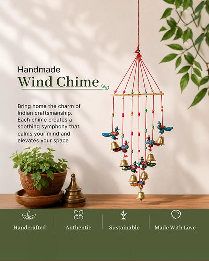 Handcrafted Peacock Wind Chime for Door, Balcony & Wall Decoration