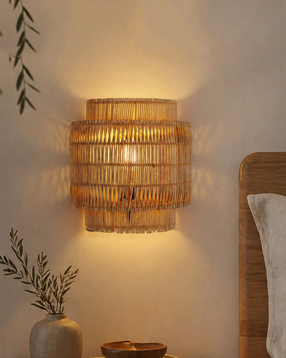 Bamboo Cane Wall Lamp for Bedroom & Living Room