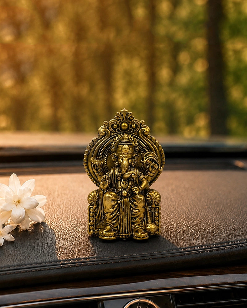 100 % Pure Brass Lalbaugcha Raja Ganesha Idol For Car Dashboard