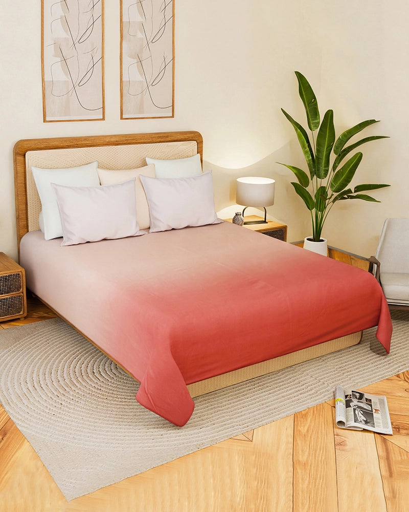 Red Cotton Satin Bedsheet King Size 300 TC with Pillow Covers