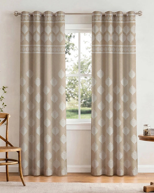 Contemporary Jacquard Eyelet Door Curtain (Beige, 7 ft)