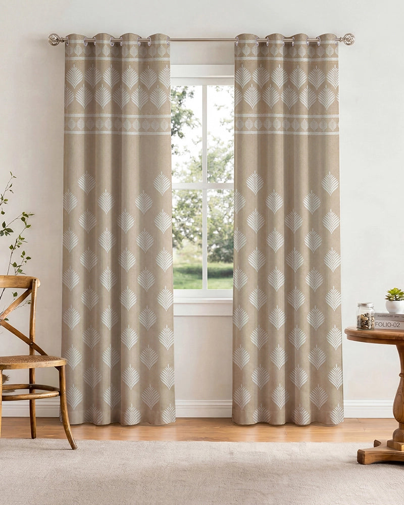 Contemporary Jacquard Eyelet Door Curtain (Beige, 7 ft)