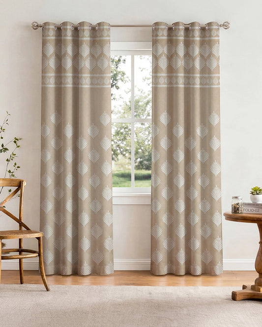 Contemporary Jacquard Eyelet Door Curtain (Beige, 7 ft)