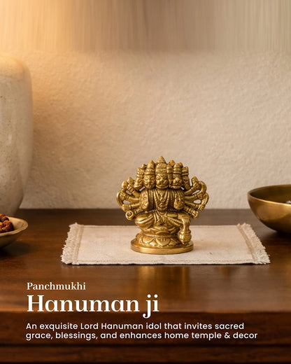 Pure Brass Panchmukhi Hanuman Ji Idol for Strength and Positive Energy