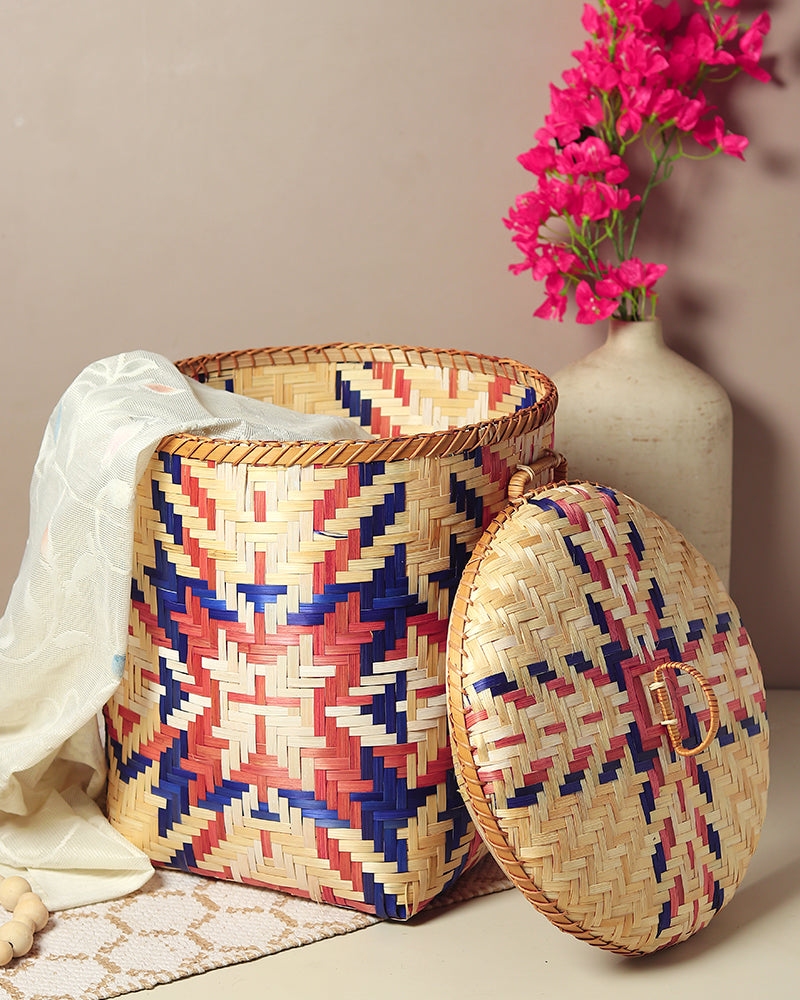 Bamboo Multi Storage Basket | Wicker Laundry Basket With Lid