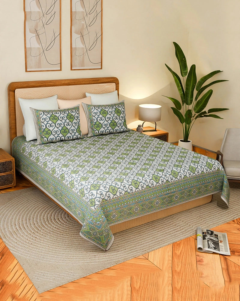 Cotton Bedsheet King Size 144 TC with 2 Pillow Covers for Bedroom Decor