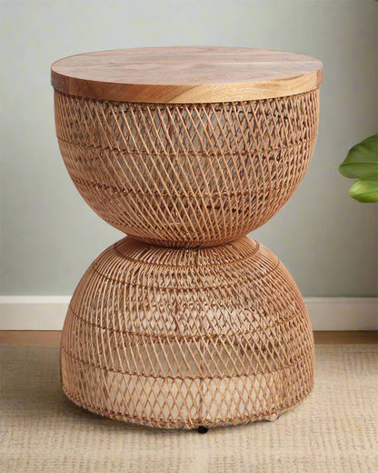 Brown Rattan Stool for Home Styling and Corner Display