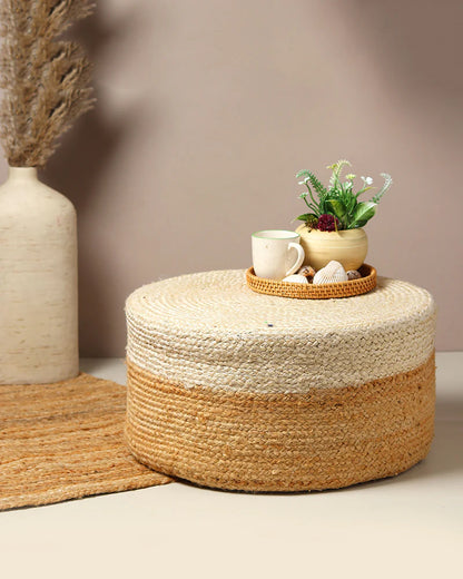 Boho Style Jute Ottoman Stools for Comfortable Seating