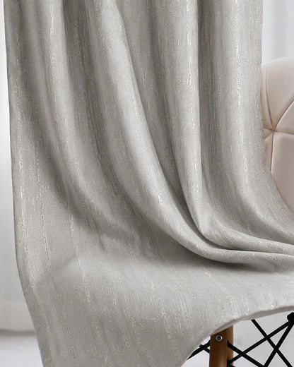 Textured Linen Eyelet Curtain for Doors (Grey, 7 ft)