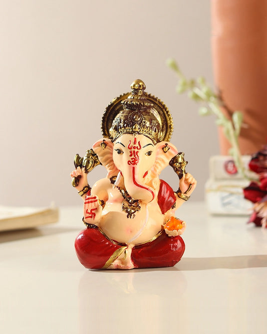 Polyresin Lord Ganesha Murti Multicolor Figurine Showpiece for Home Temple