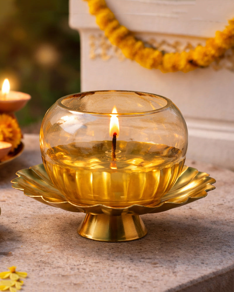 Decorative Tea Light Diya Candle Holder for Pooja, Aarti & Home Decoration