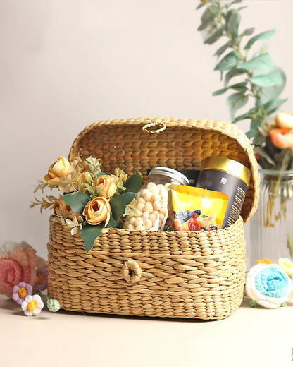 Handwoven Seagrass Tissue Box Holder for Bathroom, Bedroom, and Living Room