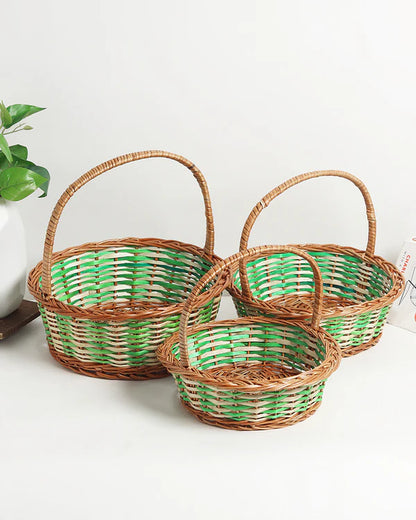 Handmade Wicker Fruit Basket in Pyala Shape for Gifting and Kitchen Storage