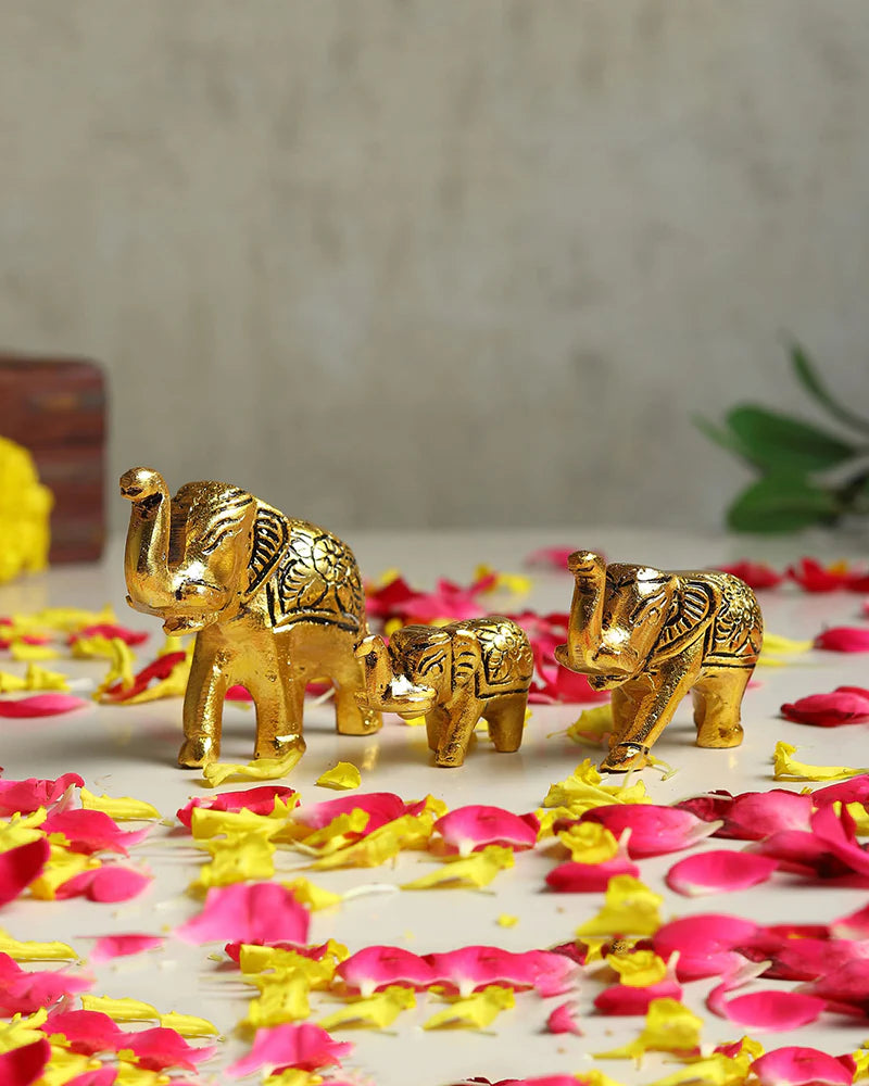 Set of 3 Elephant Showpieces for Home Decoration and Tabletop Display