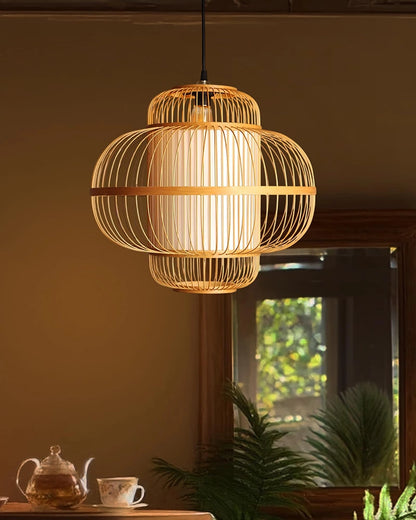 Elegant Bamboo Pendant Lamp for Dining Room and Lounge - Pack of 1