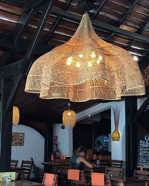 Minimalist Rattan Ceiling Light for Balcony and Living Room