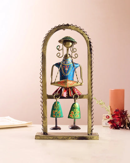 Handcrafted Hand-Painted Metal Folk Musician Home decor showpiece