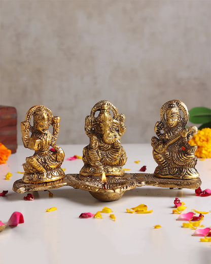 Lakshmi Ganesh Saraswati Pooja Idol, Decorative God Murti for Home