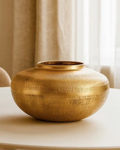 Glossy Metallic Iron Vase for Living Room Tabletop and Home Decor