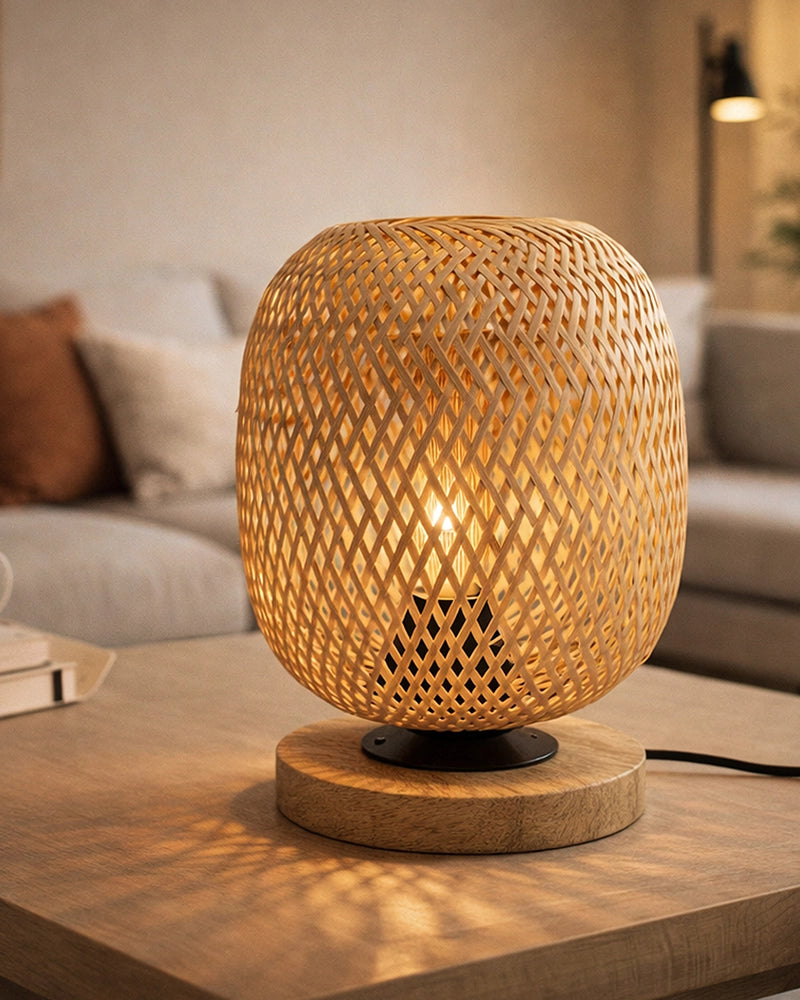Bamboo Table Lamp for Dining Space and Home Decoration