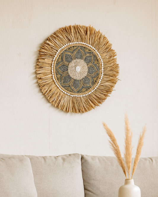 Minimalist Raffia Wall Feature for Calm Interior Aesthetics