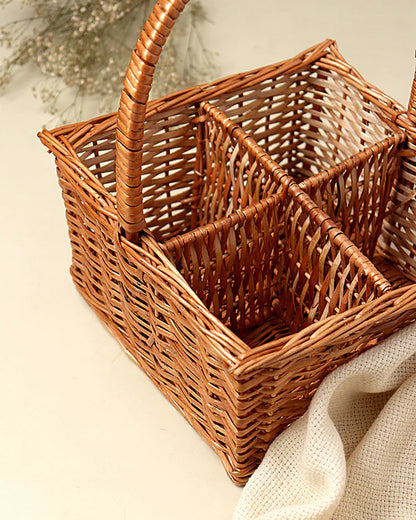 4-teiliges Organizer-Tablett aus Weidengeflecht