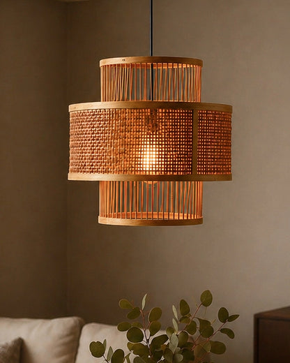 Cane Drum Pendant Lamp for Living Room Hall & Bedroom Decor