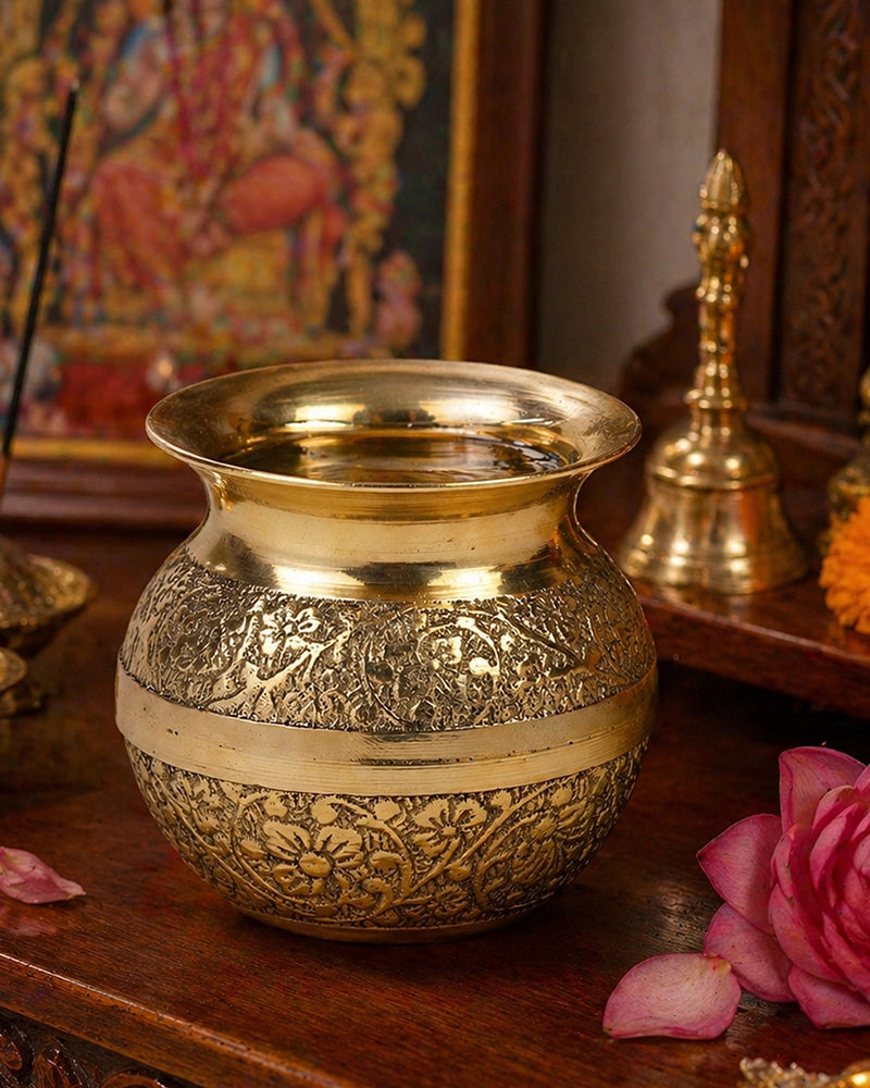 100% Pure Brass Kalash for Pooja and Religious Celebrations