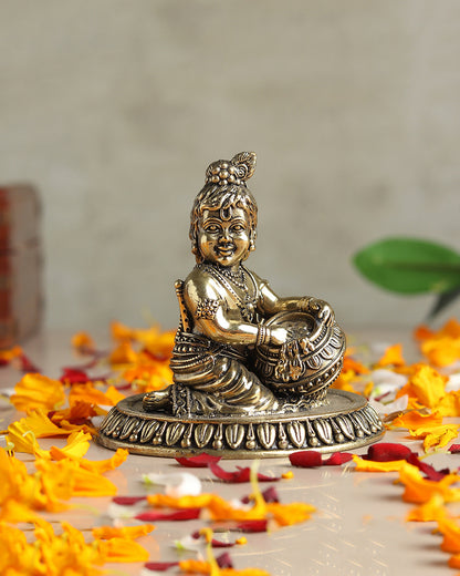 Pure Brass Bal Krishna Idol for Home Temple and Pooja Room