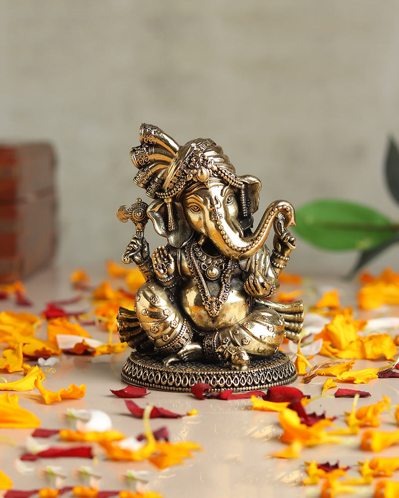 Auspicious Ganesh Ji Brass Idol for Festivals and Devotional Corners