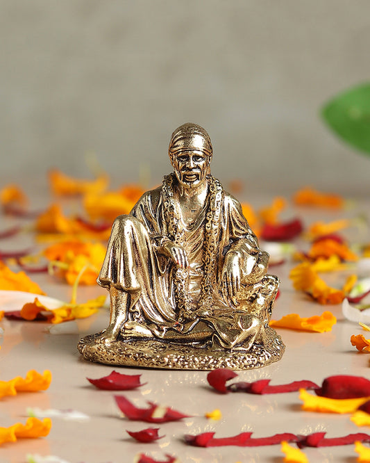 Elegant Sai Baba Idol Brass Figurine for Pooja Needs and Altars