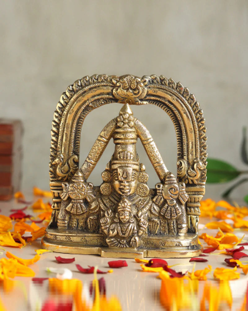 Tirupati Balaji with Lakshmi Brass Idol Spiritual Showpiece for Home