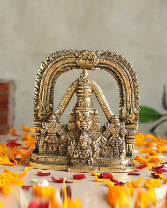 Tirupati Balaji with Lakshmi Brass Idol Spiritual Showpiece for Home